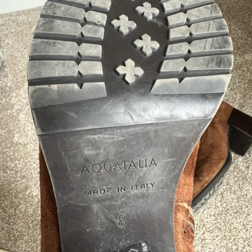 Aquatalia Chestnut Suede Heeled Boots - Picture 6 of 8